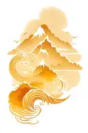 mountain and ocean wave merging tattoo design idea