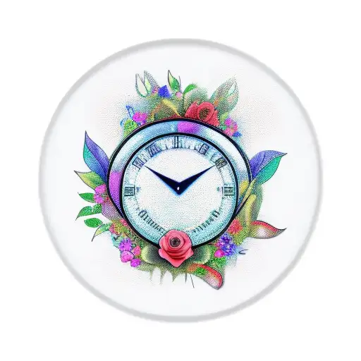 Hourglass with flowers and writing at the base saying "Always look after number one" tattoo design idea