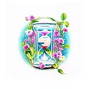 Hourglass with flowers "Always look after number one" tattoo design idea