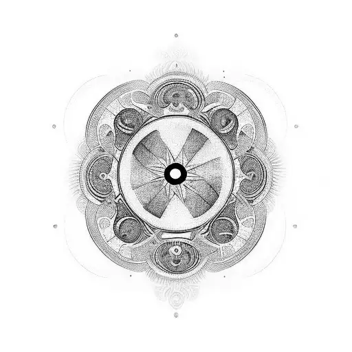 The circular tattoo design will be approximately 6 inches in diameter, fitting perfectly on your arm. The central emblem tattoo design idea