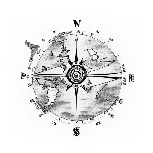 australia map kangaroo compass tattoo design idea