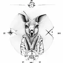 australia map kangaroo compass tattoo design idea