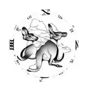 australia map kangaroo compass tattoo design idea