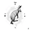 australia map kangaroo compass tattoo design idea