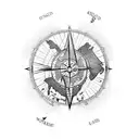 australia map kangaroo compass tattoo design idea