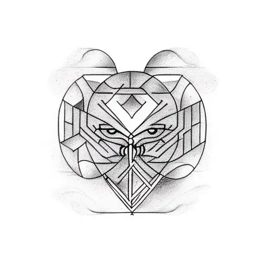 A minimalist tattoo of a cryptic maze with an owl perched on top, representing the client's journey through the labyrinth of existentialism and the pursuit of meaning in life. tattoo design idea
