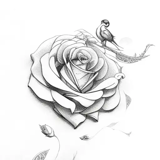 Thestral with roses tattoo design idea