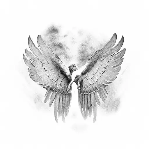 wings hands hawk tattoo design idea