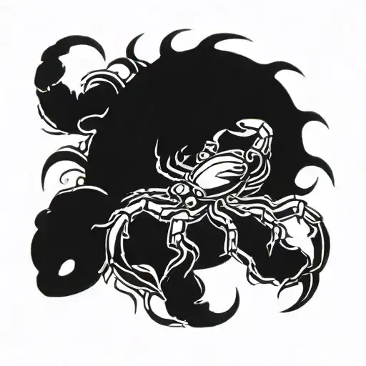A futuristic scorpion and crab hybrid design tattoo design idea
