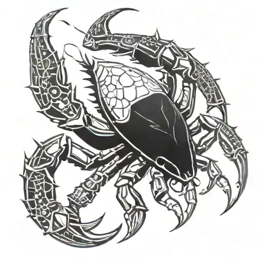 A futuristic scorpion and crab hybrid design tattoo design idea