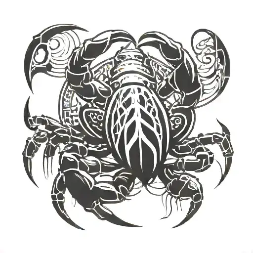 A futuristic scorpion and crab hybrid design tattoo design idea