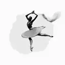 A dancer gracefully leaping through the air, with a 3D image of Rwanda in the background tattoo design idea