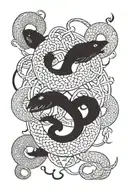 zodiac sign gemini with a snake around it, viking and scandinavian style tattoo design idea