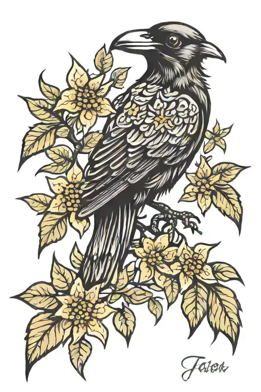 poison tree crow star tattoo design idea