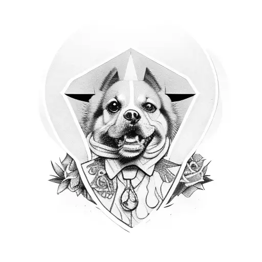 Memorial for dead dog hidden story tattoo design idea