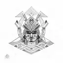 aztec warrior with pyrimad and eagle tattoo design idea