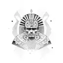 aztec warrior with pyrimad and eagle tattoo design idea