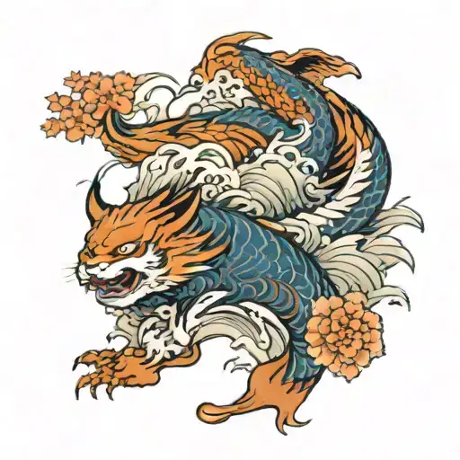 hokusai style basic tattoo design idea