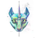 Anubis with rod looking down tattoo design idea