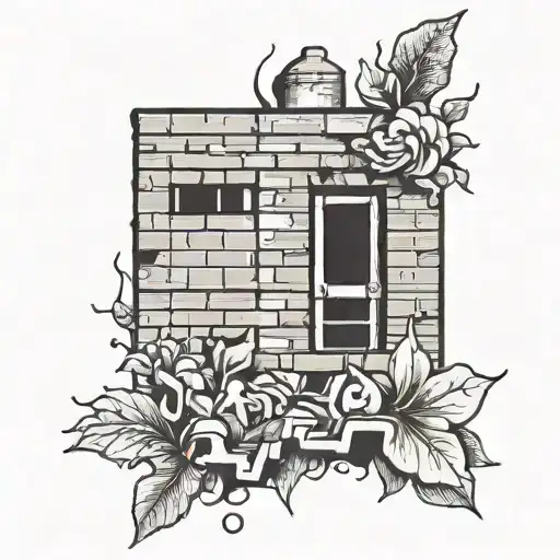 blackout tattoo depicting a brick wall with  graffiti art tattoo design idea