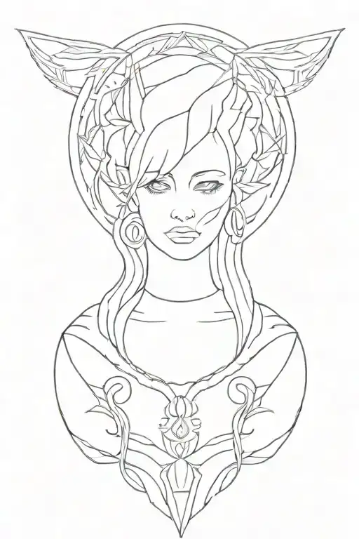 Hecate thick outline line work  tattoo design idea