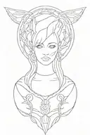 Hecate thick outline line work  tattoo design idea