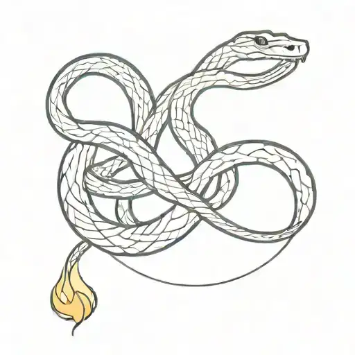 snake burning up tattoo design idea