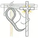 A cross sitting on rocks with beams of sunlight coming from behind and a snake burning in front of the cross tattoo design idea