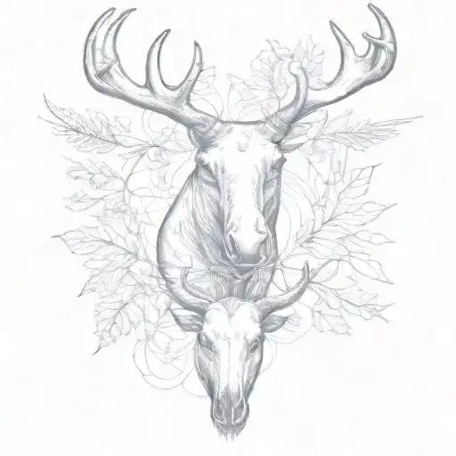 cow boy boot and moose antlers   tattoo design idea