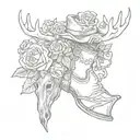 cow boy boot and moose antlers and gun and roses tattoo design idea