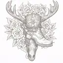 cow boy boot and moose antlers and gun and roses tattoo design idea