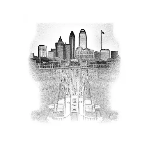 Busch Stadium and Saint Louis Skyline tattoo design idea