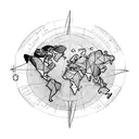 World Map with Compass Forearm tattoo design idea
