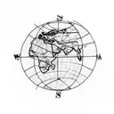 World Map with Compass Forearm tattoo design idea