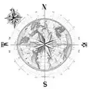 World Map with Compass Forearm tattoo design idea