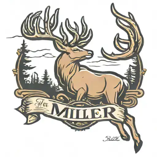 Miller logo with a white tail buck silhouette inside of it  tattoo design idea