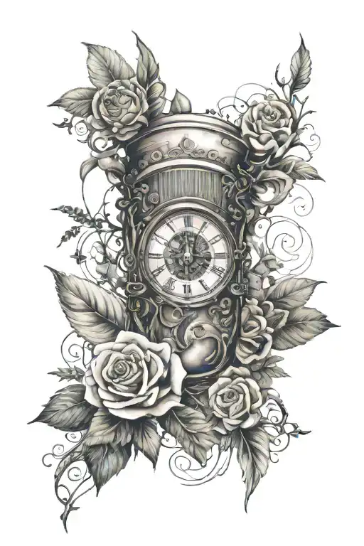 make a detailed forearm tattoo design that represents that life is short and to live it to the fullest and not waste tim tattoo design idea