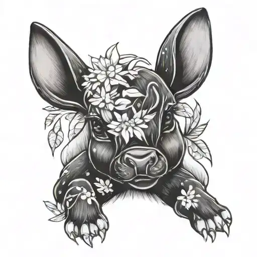 snow bunny snuggles black bull tattoo design idea