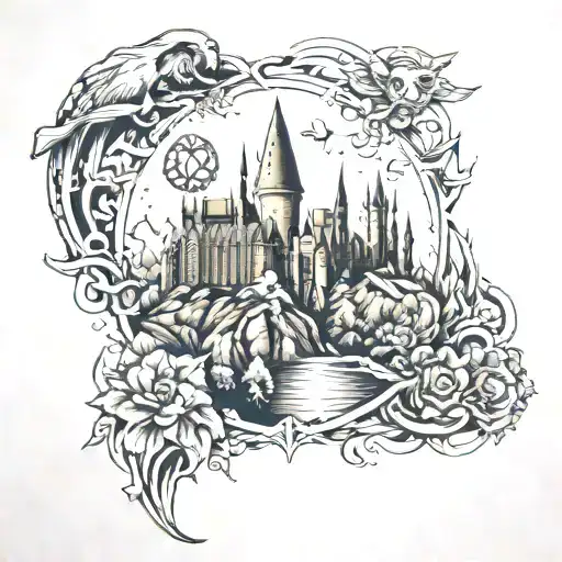 harry potter, hogwarts,lotr yüzük, tattoo design idea