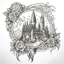 harry potter, hogwarts,lotr yüzük, tattoo design idea