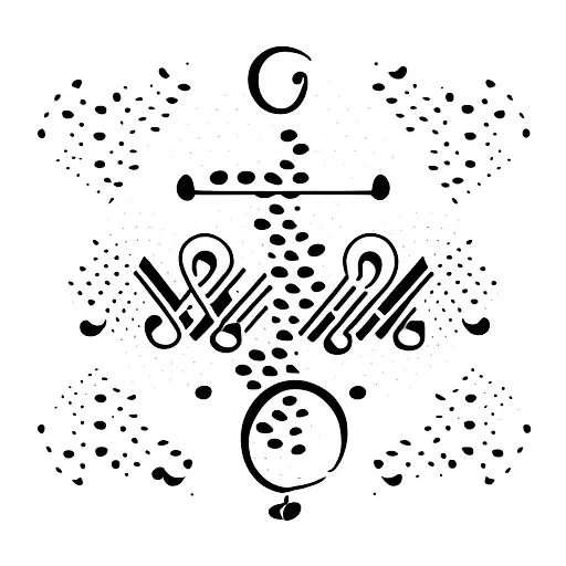 A minimalist tattoo of a music note combined with a butcher knife, paying homage to your grandpa's profession as a butcher and your grandma's love for Ave Maria. tattoo design idea