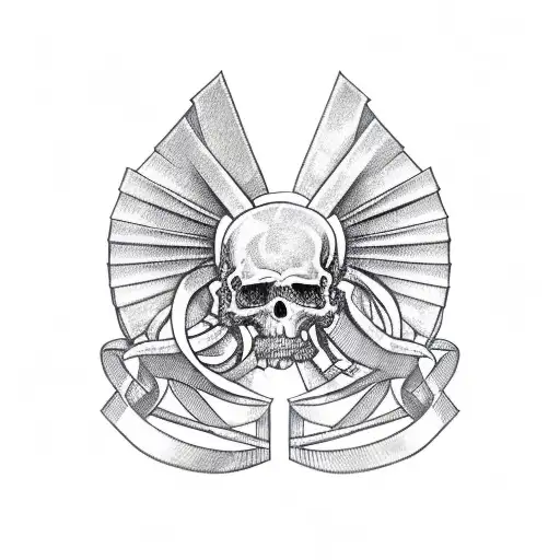 ribbon for back of tricep that says 'hoc est officium meum'  tattoo design idea