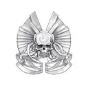 ribbon for back of tricep that says 'hoc est officium meum'  tattoo design idea