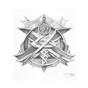 ribbon for back of tricep that says 'hoc est officium meum'  tattoo design idea