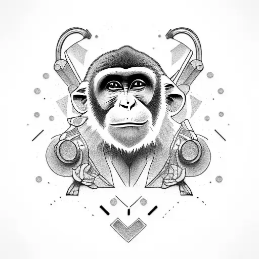 monkey ignorant style gibbon tattoo design idea