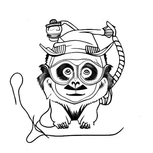 ignorant style gibbon chilling on a log tattoo design idea