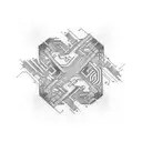 Design a tattoo featuring a racing track intertwined with circuit board patterns tattoo design idea