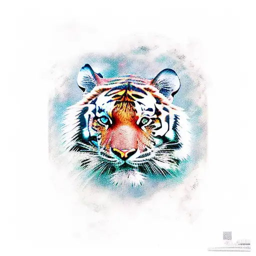 tiger colored paint brush style  tattoo design idea
