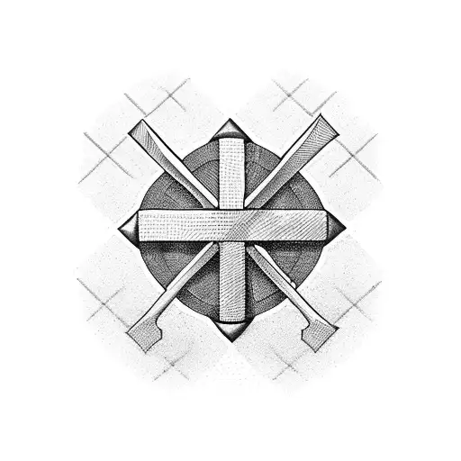 A cross made entirely of construction tools tattoo design idea