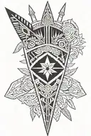 Aztec spear and shield adorned tattoo design idea